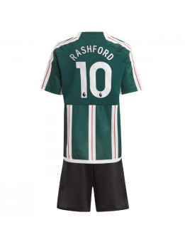Manchester United Marcus Rashford #10 Replika Borta Kläder Barn 2023-24 Kortärmad (+ byxor)